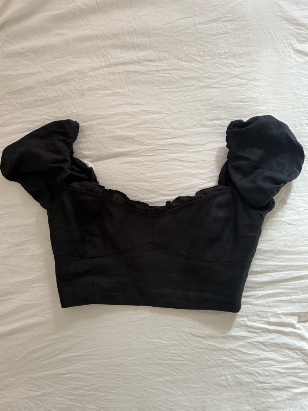 Wilfred Black Smocked Bandeau Top - linen